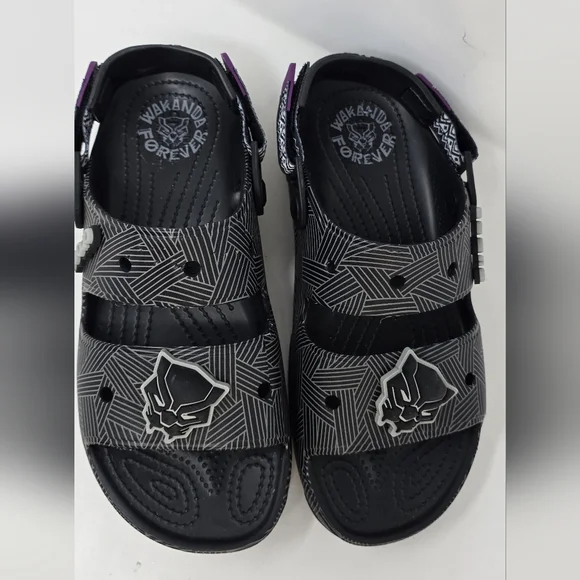 Unisex Crocs X Black Panther Wakanda Forever slide on women 10/men 8 beach - Picture 4 of 10
